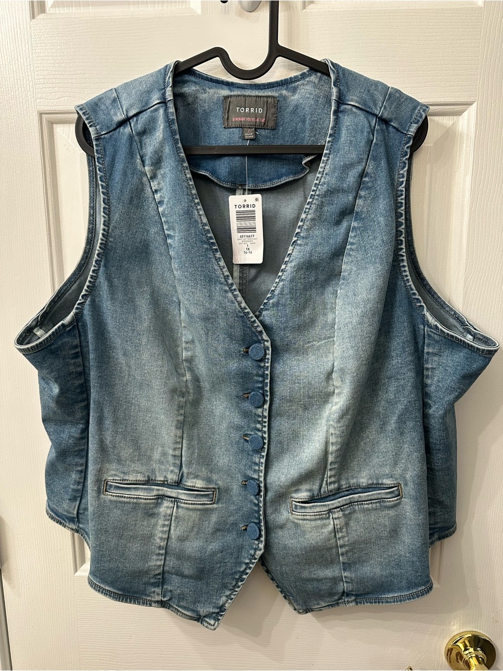 torrid Light Wash Denim Vest - Blue